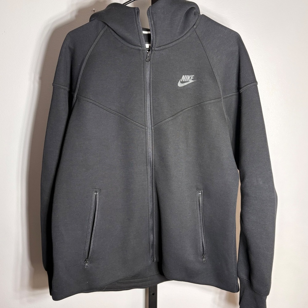 Nike Tech Fleece Full Zip Hoodie Black Womens Large Jacket CW4298-010‎